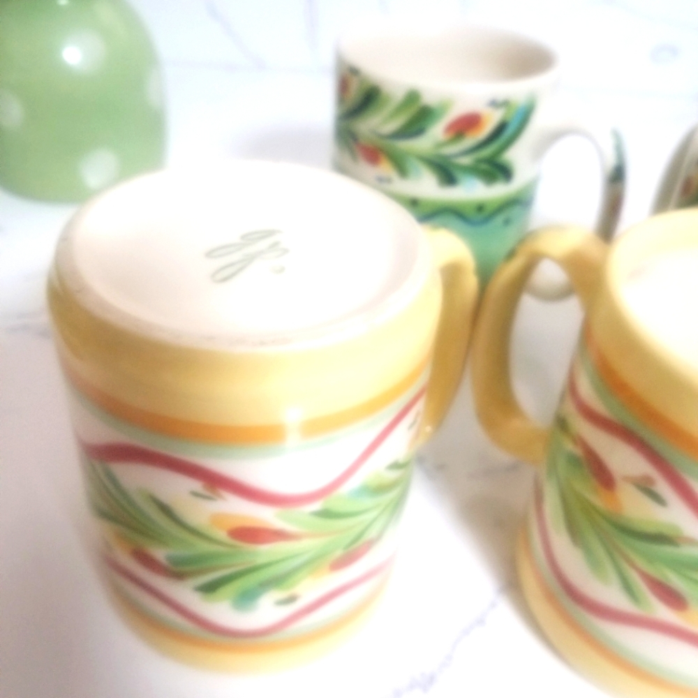 Gail Pittman hand painted mugs